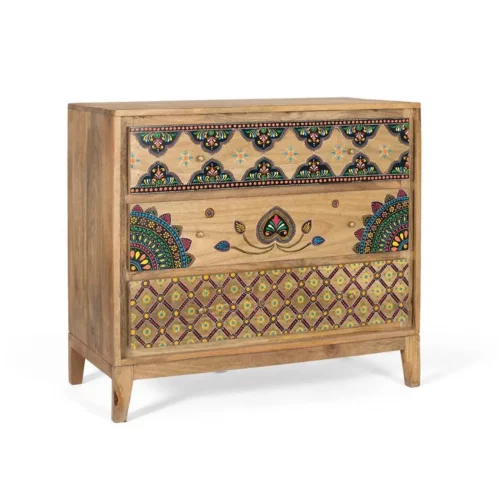 Cómoda de Madera de Mango con Detalles a Mano Estilo Étnicos - Universal (1)