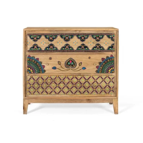 Cómoda de Madera de Mango con Detalles a Mano Estilo Étnicos - Universal (2)