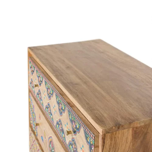 Cómoda de Madera de Mango con Detalles a Mano Estilo Étnicos - Universal (4)