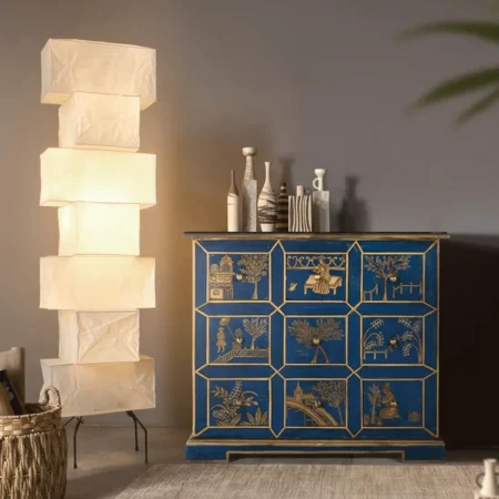 Cómoda de Madera de Mango de 9 Cajones con Pintado Artesanal - Giner y Colomer (1)