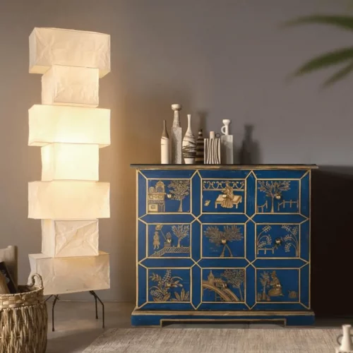 Cómoda de Madera de Mango de 9 Cajones con Pintado Artesanal - Giner y Colomer (1)