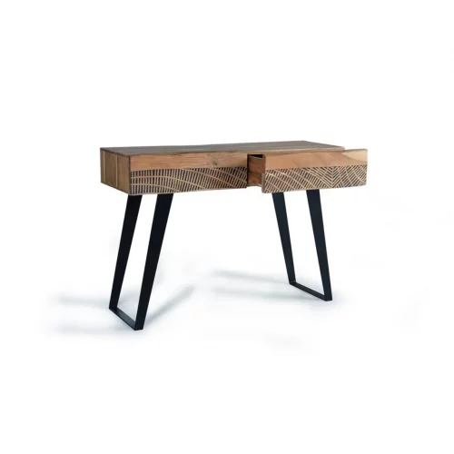 Consola 2 Cajones Madera Acacia Patas Metal Colección Yakarta 110x40x77 Cm - Giner y Colomer (3)