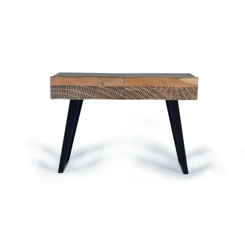 Consola 2 Cajones Madera Acacia Patas Metal Colección Yakarta 110x40x77 Cm - Giner y Colomer (5)