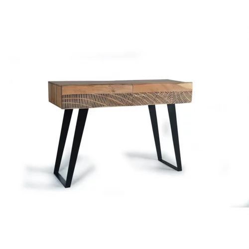 Consola 2 Cajones Madera Acacia Patas Metal Colección Yakarta 110x40x77 Cm - Giner y Colomer (6)