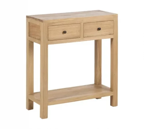 Consola 2 Cajones Natural Madera de Mindi 70x30x80 Cm - IXIA (1)