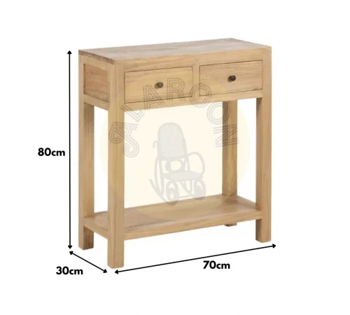 Consola 2 Cajones Natural Madera de Mindi 70x30x80 Cm - IXIA (2)