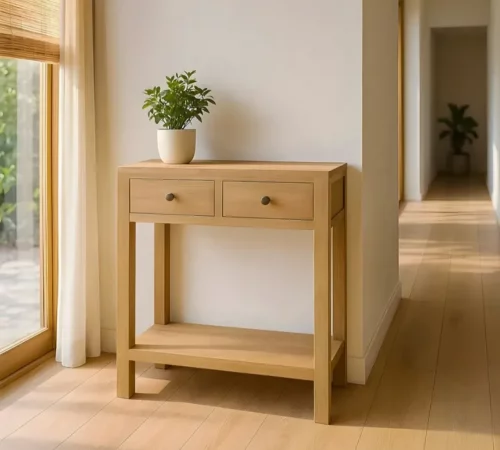 Consola 2 Cajones Natural Madera de Mindi 70x30x80 Cm - IXIA (3)