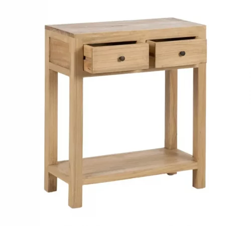 Consola 2 Cajones Natural Madera de Mindi 70x30x80 Cm - IXIA (7)