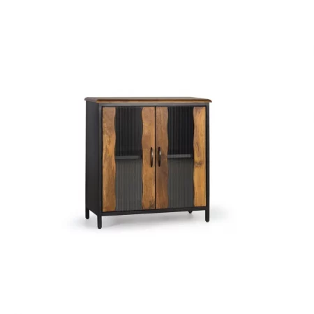 Cónsola 2 Puertas Batientes Madera Mango Estructura Metal Estilo Industrial Colección Zanzíbar 87x37x90 Cm - Giner y Colomer (4)