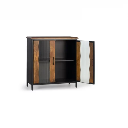 Cónsola 2 Puertas Batientes Madera Mango Estructura Metal Estilo Industrial Colección Zanzíbar 87x37x90 Cm - Giner y Colomer (5)