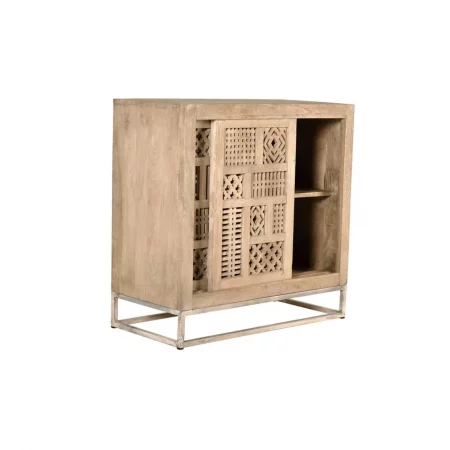 Consola 2 Puertas Correderas Madera Mango Patas Metal Colección Style 90x40x90 Cm - Giner y Colomer (5)