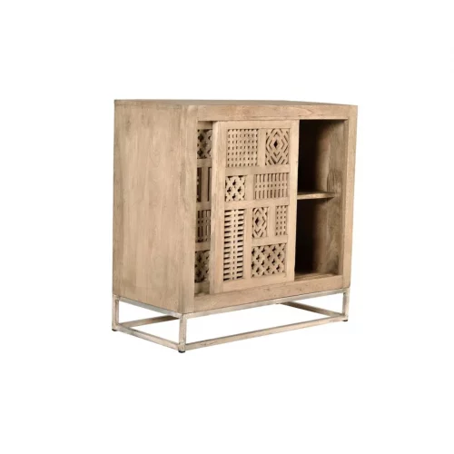 Consola 2 Puertas Correderas Madera Mango Patas Metal Colección Style 90x40x90 Cm - Giner y Colomer (5)