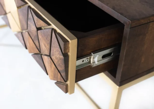 Consola-2-cajones-fabricada-en-madera-de-mango-y-base-de-metal-2