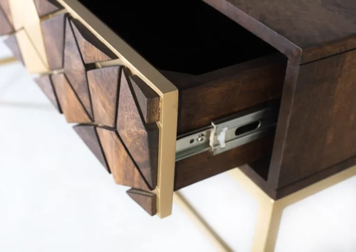 Consola-2-cajones-fabricada-en-madera-de-mango-y-base-de-metal-2