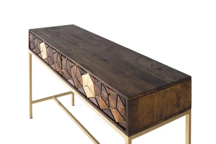 Consola-2-cajones-fabricada-en-madera-de-mango-y-base-de-metal-3