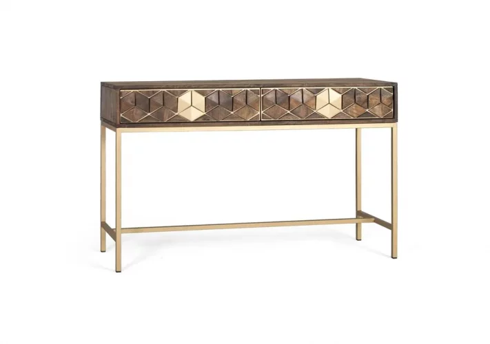 Consola-2-cajones-fabricada-en-madera-de-mango-y-base-de-metal-6