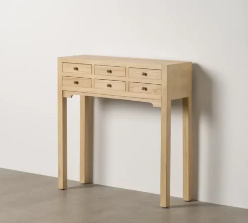 Consola 6 Cajones Natural Madera DM 85x26x85 Cm - IXIA (1)