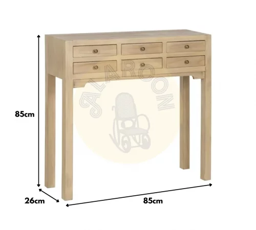 Consola 6 Cajones Natural Madera DM 85x26x85 Cm - IXIA (5)