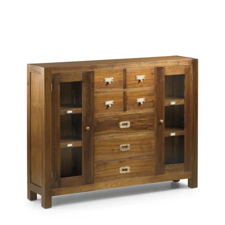 Consola 7 Cajones + 2 puertas Madera Mindi Colección Star 115x27x89 Cm - Moycor (1)