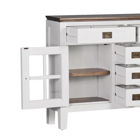 Consola Blanca Madera Mindi 5 Cajones + 2 Puertas Colección Everest 102x28x80 Cm - Moycor (3)