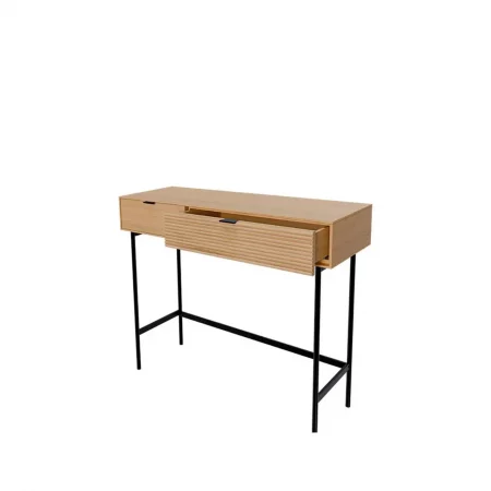 Cónsola Chapa Roble 2 Cajones Patas Metal Mod. Tulsa 100x35x82 Cm - Somcasa (3)