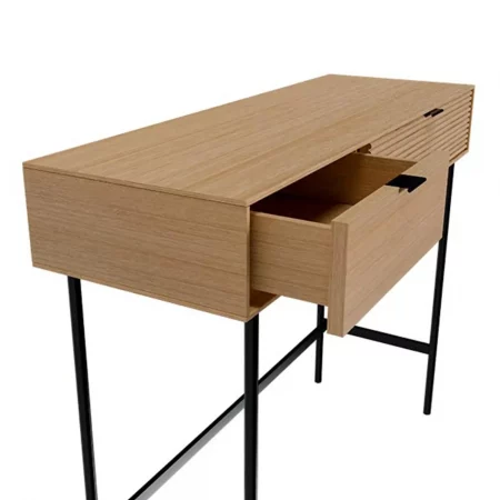 Cónsola Chapa Roble 2 Cajones Patas Metal Mod. Tulsa 100x35x82 Cm - Somcasa (4)