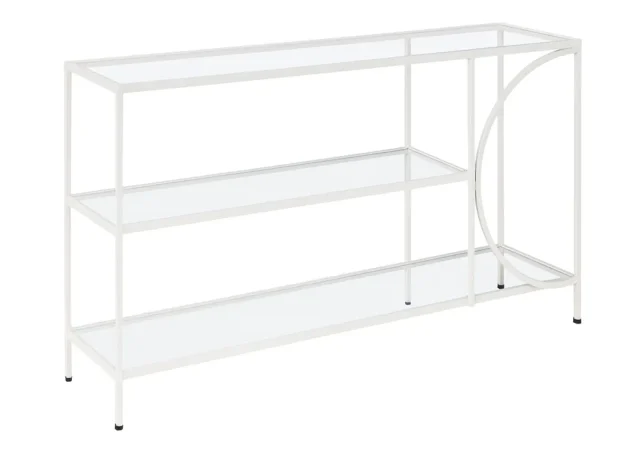 Consola Chike Texture Rugosa Metal Vidrio Blanco 120x30x71 Cm - Imori (2)