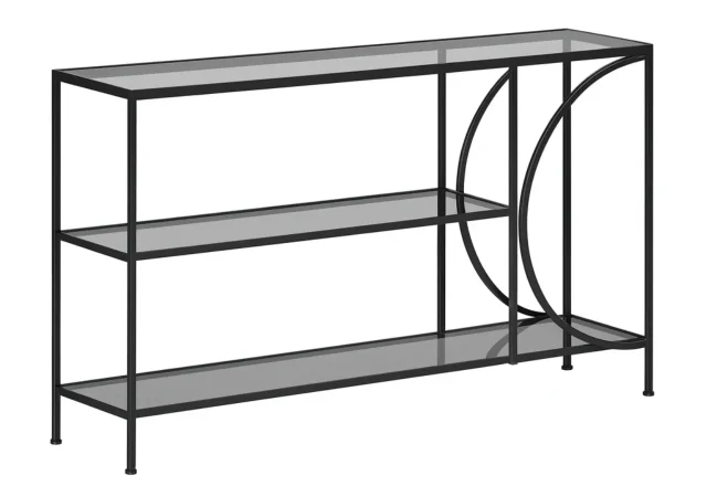 Consola Chike Texture Rugosa Metal Vidrio Negro 120x30x71 Cm - Imori (1)