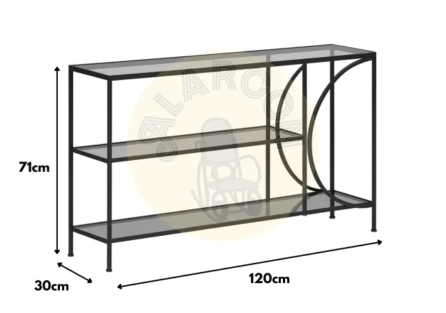 Consola Chike Texture Rugosa Metal Vidrio Negro 120x30x71 Cm - Imori (2)