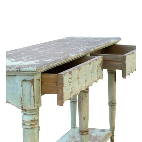 Consola Cordoba de Madera de Pino 2 Cajones Estilo Envejecido - Moycor (4)
