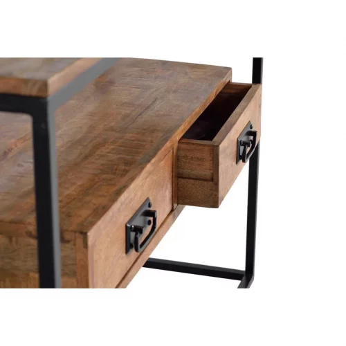 Consola Estilo Industrial Madera de Mango y Metal 2 Cajones 110x35x77 Cm - Giner y Colomer (1)