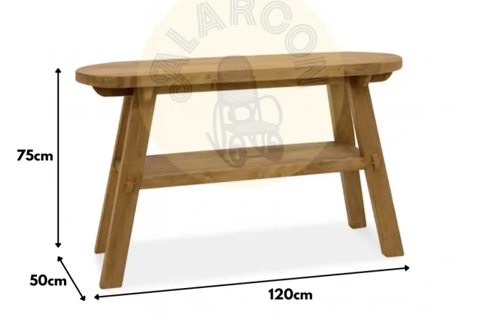 Consola Feroe Madera Teca Ovalada 120x50x75 Cm - Moycor (1)