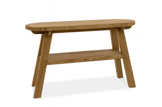 Consola Feroe Madera Teca Ovalada 120x50x75 Cm - Moycor (3)