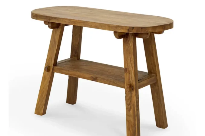 Consola Feroe Madera Teca Ovalada 120x50x75 Cm - Moycor (5)