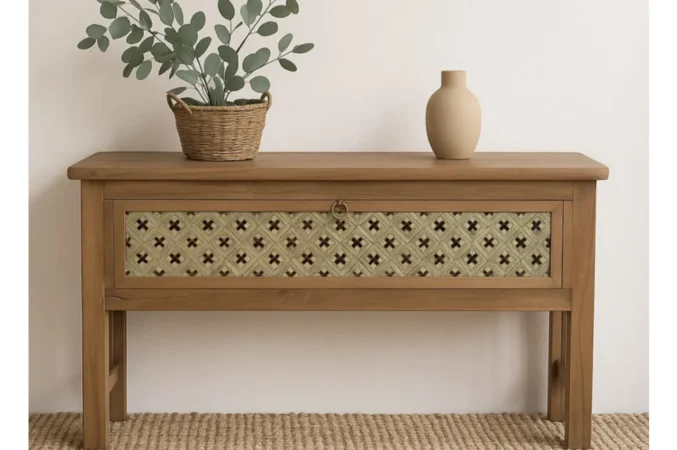 Consola Fez Madera Teca Reciclada 1 Puerta A 150x40x84 Cm - Moycor (2)