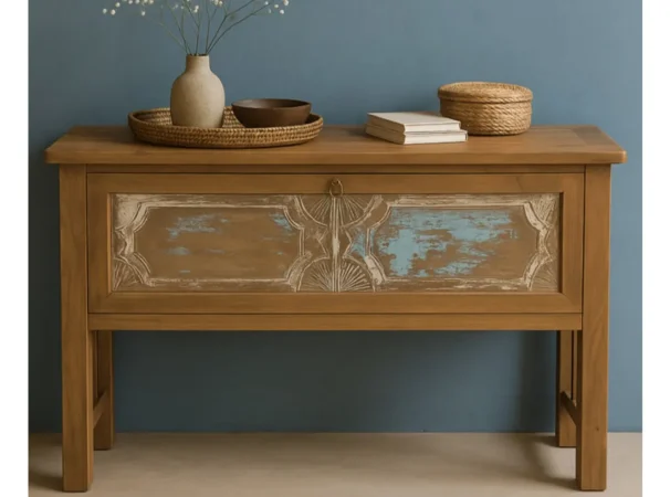 Consola Fez Madera Teca Reciclada Puerta F 150x45x84 Cm - Moycor (2)