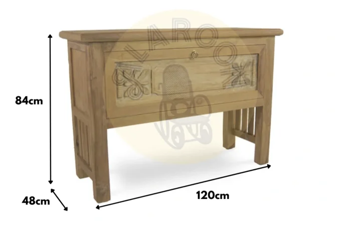 Consola Fez Madera Teca Reciclada Puerta G 120x48x84 Cm - Moycor (1)