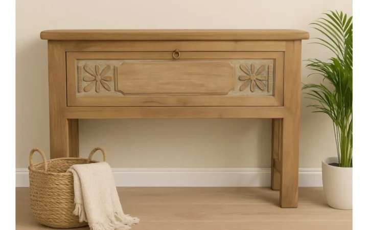 Consola Fez Madera Teca Reciclada Puerta G 120x48x84 Cm - Moycor (2)