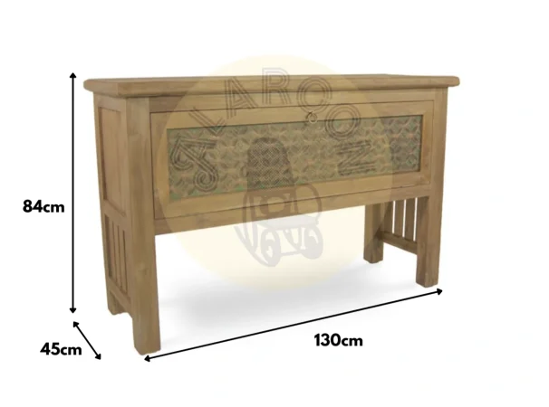Consola Fez Madera Teca Reciclada Puerta I 130x45x84 Cm - Moycor (1)