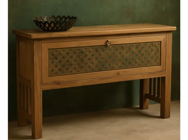 Consola Fez Madera Teca Reciclada Puerta I 130x45x84 Cm - Moycor (2)