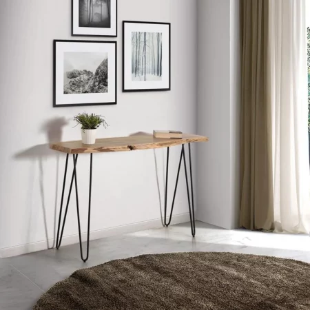 Consola Irregular Madera Natural Acacia Patas Metal 120x35x76 Cm - Giner y Colomer (2)