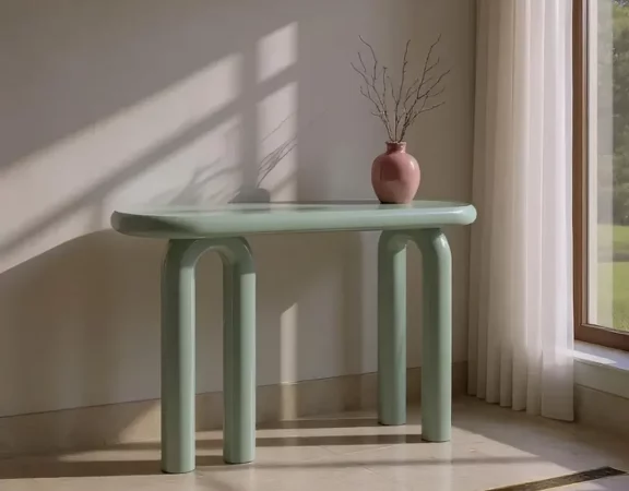 Consola Madera DM Lacado Verde 120x35x80 Cm - IXIA (1)
