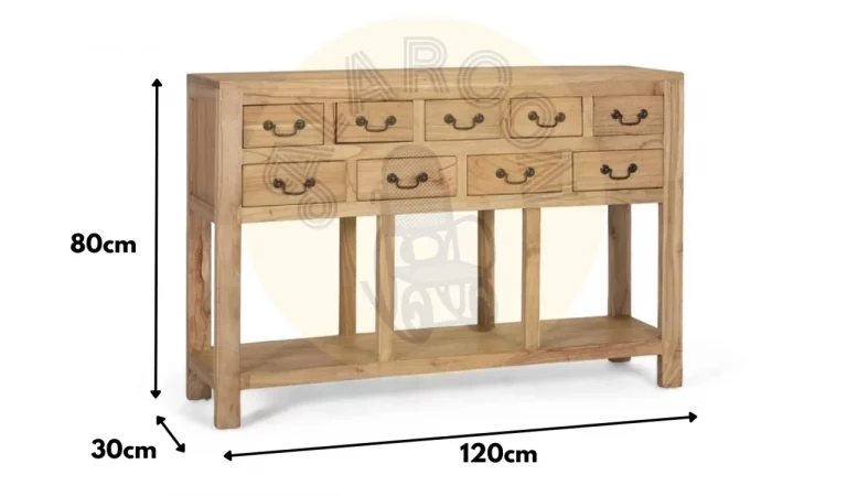Consola Madera Maciza 120x30x80 Cm - Giner y Colomer (3)