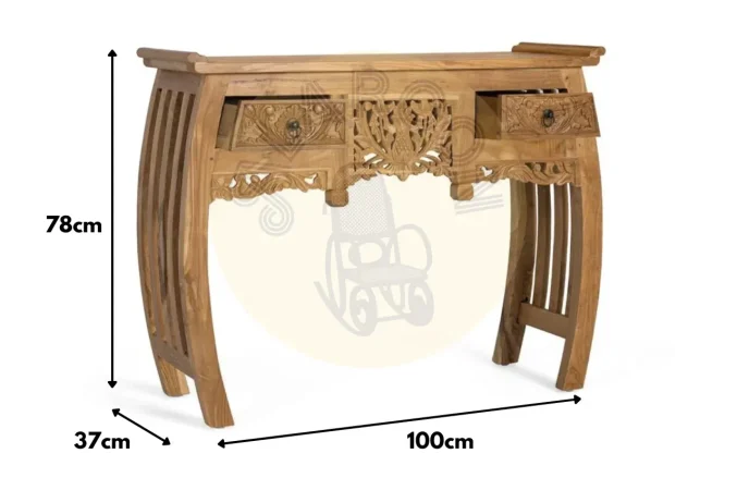 Consola Madera Maciza de Teca 100x37x78 Cm - Giner y Colomer (3)