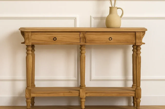 Consola Madera Maciza de Teca 151x42x86 Cm - Giner y Colomer (6)