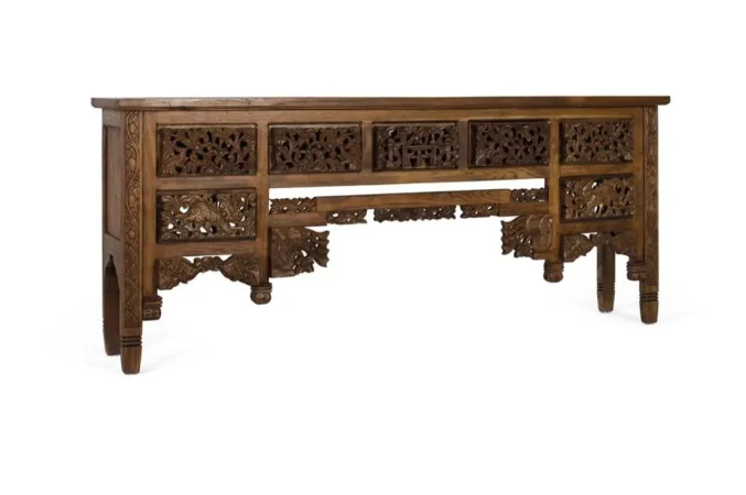 Consola Madera Maciza de Teca 220x40x91 Cm - Giner y Colomer (4)