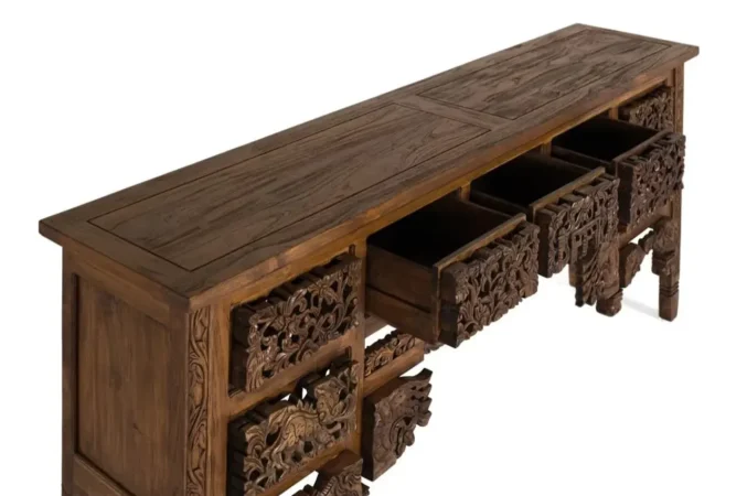 Consola Madera Maciza de Teca 220x40x91 Cm - Giner y Colomer (6)