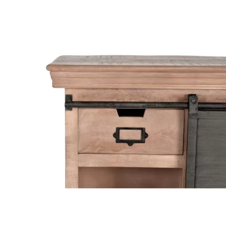 Consola Madera Mango Estilo Industrial 1 Puerta Corredera Metal + 2 Cajones Colección Industrial 85x32x85 Cm - Giner y Colomer (2)