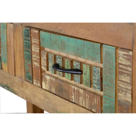 Consola Madera Reciclada Multicolor 2 Cajones + 1 Estante 106x33x76 Cm - Giner y Colomer (3)
