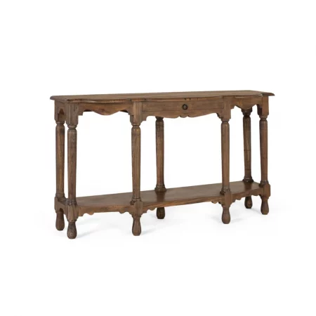 Consola Madera Teka Natural 138x38x77 Cm - Giner y Colomer (2)